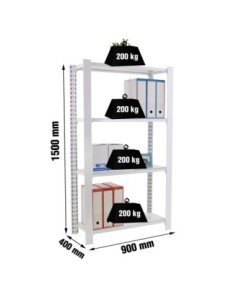 Estantería SIMONRACK Officlick 4/400 wood i.m. Blanco/blanco | Estantería metálica SimonRack para cargas de 300 kg