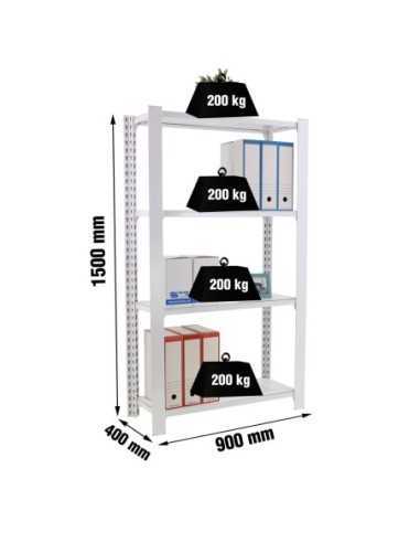 Estantería SIMONRACK Officlick 4/400 wood i.m. Blanco/blanco | Estantería metálica SimonRack para cargas de 300 kg