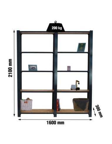 Estantería SIMONRACK Officlick 5/300 wood 1600 antraci/osb + tapas 2100 | Estantería metálica SimonRack para cargas de 300 kg