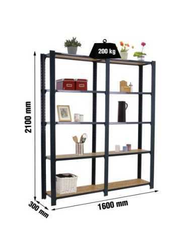 Estantería SIMONRACK Officlick 5/300 wood 1600 antracita/osb | Estantería metálica SimonRack para cargas de 300 kg