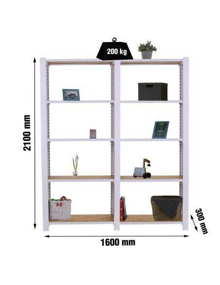 Estantería SIMONRACK Officlick 5/300 wood 1600 blanco/osb + tapas 2100 | Estantería metálica SimonRack para cargas de 300 kg