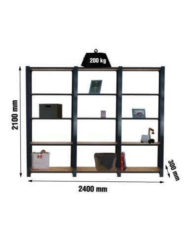Estantería SIMONRACK Officlick 5/300 wood 2400 antraci/osb + tapas 2100 | Estantería metálica SimonRack para cargas de 300 kg