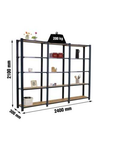 Estantería SIMONRACK Officlick 5/300 wood 2400 antracita/osb | Estantería metálica SimonRack para cargas de 300 kg