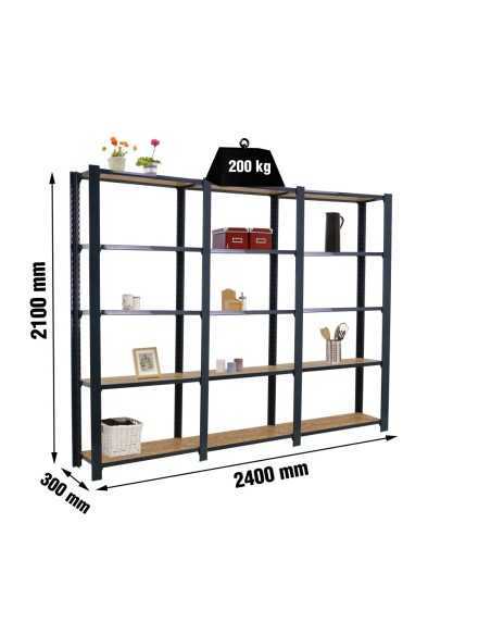Estantería SIMONRACK Officlick 5/300 wood 2400 antracita/osb | Estantería metálica SimonRack para cargas de 300 kg