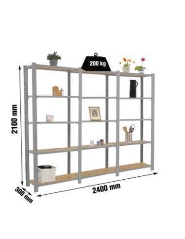 Estantería SIMONRACK Officlick 5/300 wood 2400 gris/osb | Estantería metálica SimonRack para cargas de 300 kg