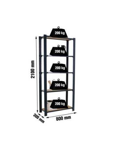 Estantería SIMONRACK Officlick 5/300 wood 800 antracita/osb | Estantería metálica SimonRack para cargas de 300 kg
