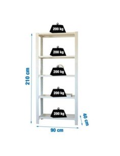 Estantería SIMONRACK Officlick 5/300 wood i.m. Blanco/blanco | Estantería metálica SimonRack para cargas de 300 kg