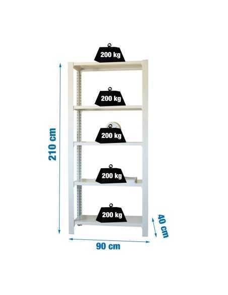 Estantería SIMONRACK Officlick 5/400 wood i.m. Blanco/blanco | Estantería metálica SimonRack para cargas de 300 kg