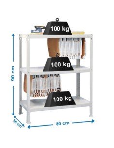 Estantería SIMONRACK Fileclick mini 3/360 blanco | Estantería metálica SimonRack para cargas de 300 kg