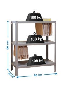 Estantería SIMONRACK Fileclick mini 3/360 gris | Estantería metálica SimonRack para cargas de 300 kg