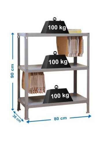 Estantería SIMONRACK Fileclick mini 3/360 gris | Estantería metálica SimonRack para cargas de 300 kg