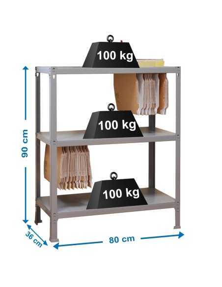Estantería SIMONRACK Fileclick mini 3/360 gris | Estantería metálica SimonRack para cargas de 300 kg