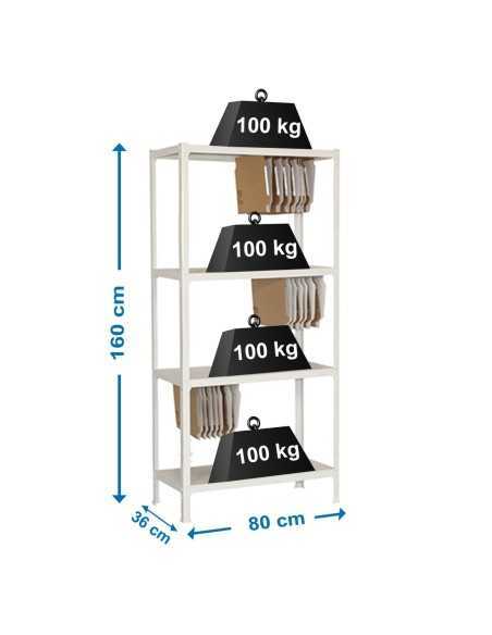 Estantería SIMONRACK Fileclick mini 4/360 blanco | Estantería metálica SimonRack para cargas de 300 kg