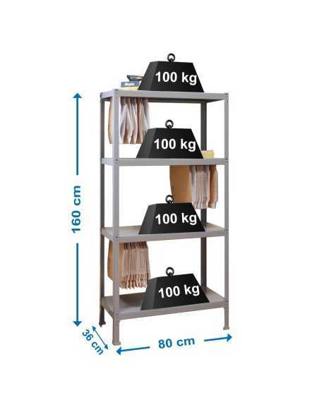 Estantería SIMONRACK Fileclick mini 4/360 gris | Estantería metálica SimonRack para cargas de 300 kg