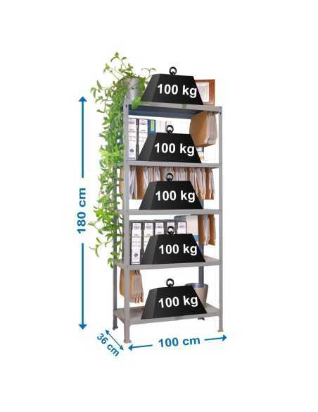 Estantería SIMONRACK Fileclick mini 5/360 gris | Estantería metálica SimonRack para cargas de 300 kg