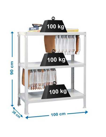 Estantería SIMONRACK Fileclick plus 3/360 blanco | Estantería metálica SimonRack para cargas de 300 kg