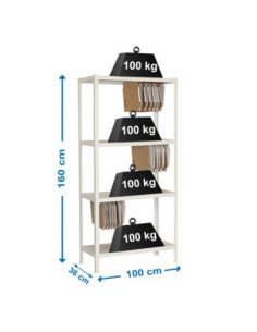 Estantería SIMONRACK Fileclick plus 4/360 blanco | Estantería metálica SimonRack para cargas de 300 kg
