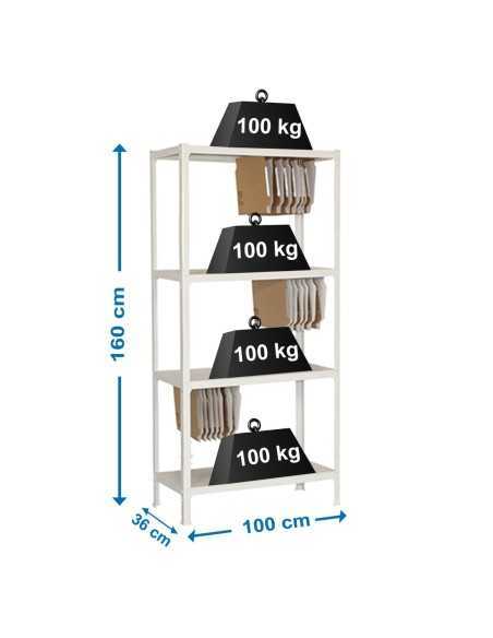 Estantería SIMONRACK Fileclick plus 4/360 blanco | Estantería metálica SimonRack para cargas de 300 kg