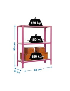 Estantería SIMONRACK Simonhome click mini 3/300 rosa/blanco | Estantería metálica SimonRack para cargas de 300 kg