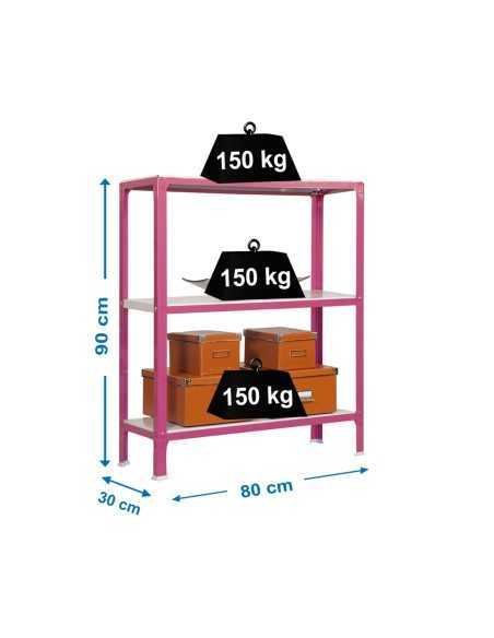 Estantería SIMONRACK Simonhome click mini 3/300 rosa/blanco | Estantería metálica SimonRack para cargas de 300 kg
