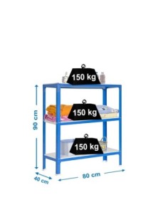 Estantería SIMONRACK Simonhome click mini 3/400 azul/blanco | Estantería metálica SimonRack para cargas de 300 kg