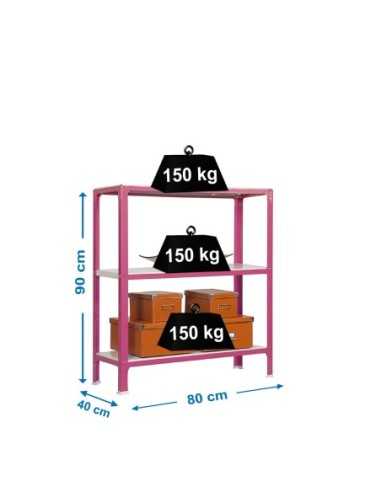Estantería SIMONRACK Simonhome click mini 3/400 rosa/blanco | Estantería metálica SimonRack para cargas de 300 kg