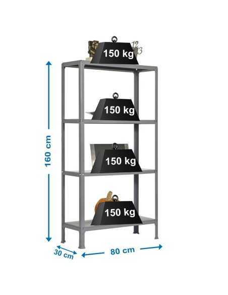 Estantería SIMONRACK Simonhome click mini 4/300 gris | Estantería metálica SimonRack para cargas de 300 kg