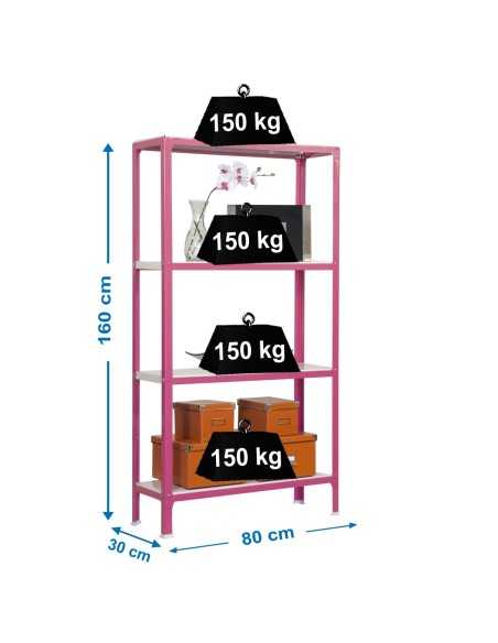 Estantería SIMONRACK Simonhome click mini 4/300 rosa/blanco | Estantería metálica SimonRack para cargas de 300 kg