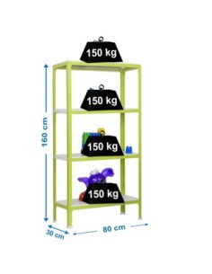 Estantería SIMONRACK Simonhome click mini 4/300 verde/blanco | Estantería metálica SimonRack para cargas de 300 kg