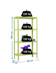 Estantería SIMONRACK Simonhome click mini 4/300 verde/blanco | Estantería metálica SimonRack para cargas de 300 kg