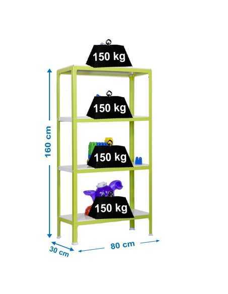 Estantería SIMONRACK Simonhome click mini 4/300 verde/blanco | Estantería metálica SimonRack para cargas de 300 kg