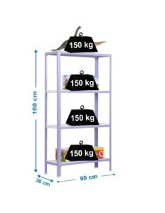 Estantería SIMONRACK Simonhome click mini 4/300 violeta/blanco | Estantería metálica SimonRack para cargas de 300 kg