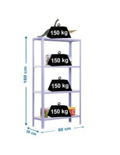 Estantería SIMONRACK Simonhome click mini 4/300 violeta/blanco | Estantería metálica SimonRack para cargas de 300 kg