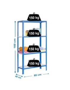 Estantería SIMONRACK Simonhome click mini 4/400 azul/blanco | Estantería metálica SimonRack para cargas de 300 kg