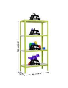 Estantería SIMONRACK Simonhome click mini 4/400 verde/blanco | Estantería metálica SimonRack para cargas de 300 kg