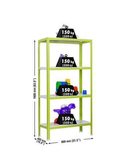 Estantería SIMONRACK Simonhome click mini 4/400 verde/blanco | Estantería metálica SimonRack para cargas de 300 kg
