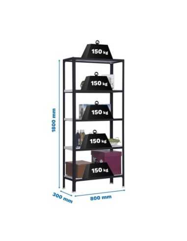 Estantería SIMONRACK Simonhome click mini 5/300 antracita/blanco | Estantería metálica SimonRack para cargas de 300 kg