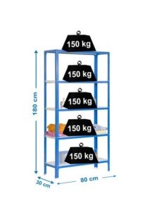 Estantería SIMONRACK Simonhome click mini 5/300 azul/blanco | Estantería metálica SimonRack para cargas de 300 kg