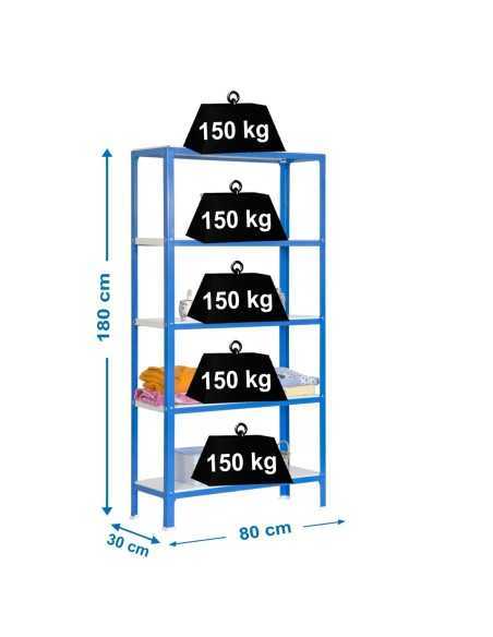 Estantería SIMONRACK Simonhome click mini 5/300 azul/blanco | Estantería metálica SimonRack para cargas de 300 kg
