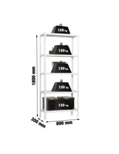 Estantería SIMONRACK Simonhome click mini 5/300 blanco | Estantería metálica SimonRack para cargas de 300 kg