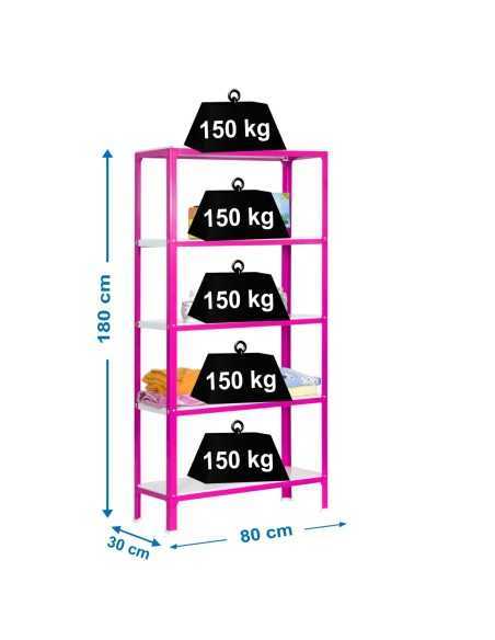 Estantería SIMONRACK Simonhome click mini 5/300 rosa/blanco | Estantería metálica SimonRack para cargas de 300 kg