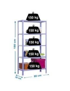 Estantería SIMONRACK Simonhome click mini 5/300 violeta/blanco | Estantería metálica SimonRack para cargas de 300 kg