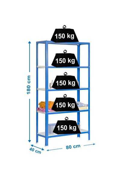 Estantería SIMONRACK Simonhome click mini 5/400 azul/blanco | Estantería metálica SimonRack para cargas de 300 kg
