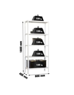 Estantería SIMONRACK Simonhome click mini 5/400 blanco/blanco | Estantería metálica SimonRack para cargas de 300 kg