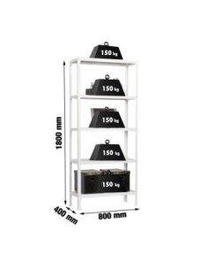 Estantería SIMONRACK Simonhome click mini 5/400 blanco/blanco | Estantería metálica SimonRack para cargas de 300 kg