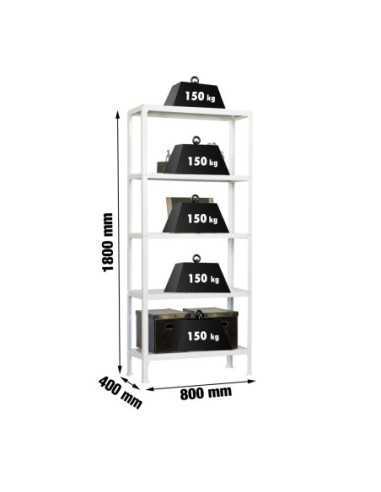 Estantería SIMONRACK Simonhome click mini 5/400 blanco/blanco | Estantería metálica SimonRack para cargas de 300 kg