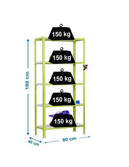 Estantería SIMONRACK Simonhome click mini 5/400 verde/blanco | Estantería metálica SimonRack para cargas de 300 kg