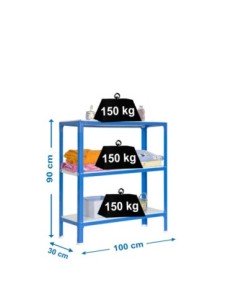 Estantería SIMONRACK Simonhome click plus 3/300 azul/blanco | Estantería metálica SimonRack para cargas de 300 kg