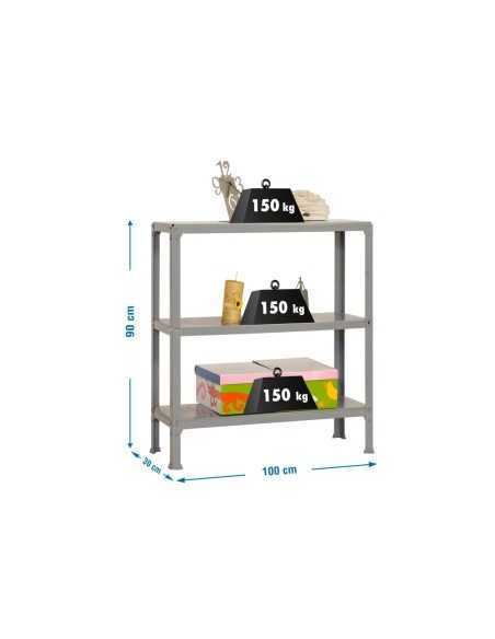 Estantería SIMONRACK Simonhome click plus 3/300 gris | Estantería metálica SimonRack para cargas de 300 kg