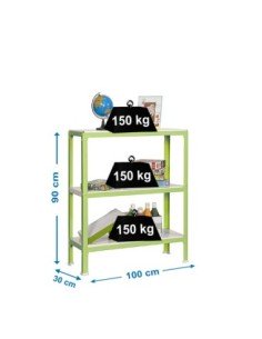 Estantería SIMONRACK Simonhome click plus 3/300 verde/blanco | Estantería metálica SimonRack para cargas de 300 kg